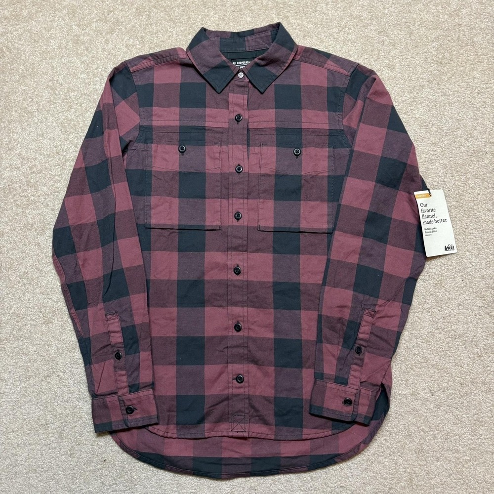 REI Co-op Shirt Womens XS Purple Buffalo Plaid Flannel LS Wallace Lake Button Up